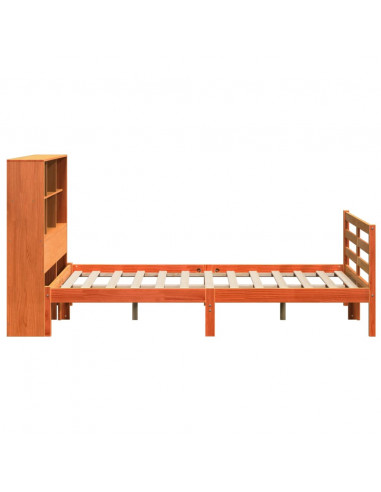 Letto Libreria senza Materasso Marrone Cera 140x190 cm Legno