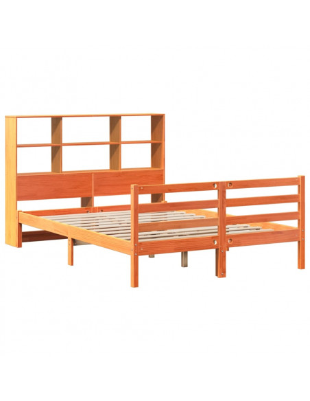 Letto Libreria senza Materasso Marrone Cera 140x200 cm Legno