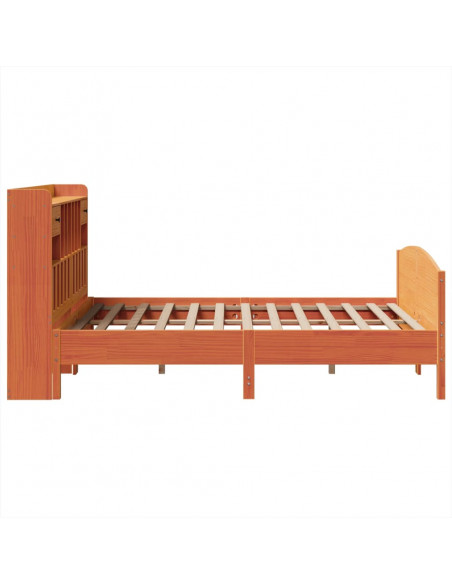 Letto Libreria senza Materasso Marrone Cera 150x200 cm in Pino