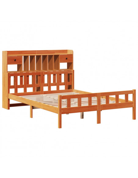 Letto Libreria senza Materasso Marrone Cera 150x200 cm in Pino