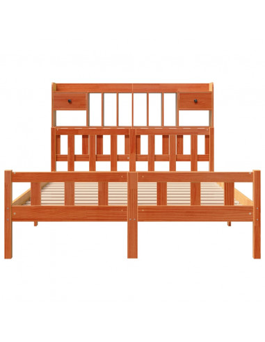 Letto Libreria senza Materasso Marrone Cera 150x200 cm in Pino