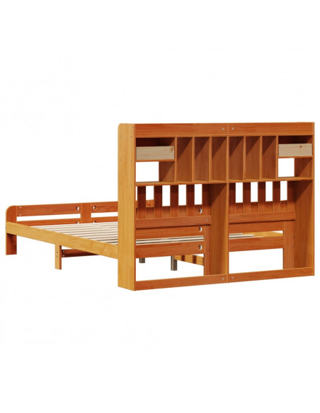 Letto Libreria senza Materasso Marrone Cera 150x200 cm in Pino