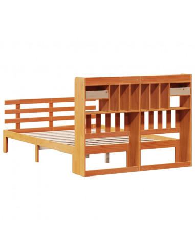 Letto Libreria senza Materasso Marrone Cera 150x200 cm in Pino