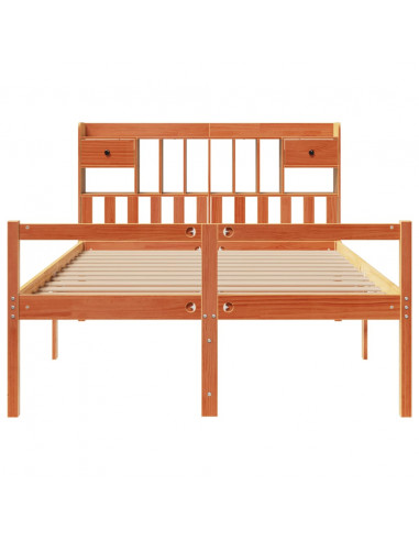 Letto Libreria senza Materasso Marrone Cera 150x200 cm in Pino