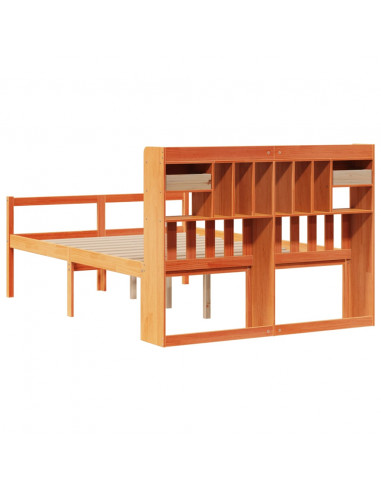 Letto Libreria senza Materasso Marrone Cera 150x200 cm in Pino