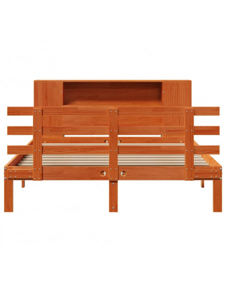 Letto Libreria senza Materasso Marrone Cera 150x200 cm in Pino