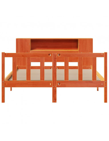 Letto Libreria senza Materasso Marrone Cera 150x200 cm in Pino