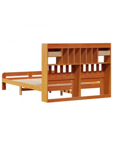 Letto Libreria senza Materasso Marrone Cera 160x200 cm in Pino
