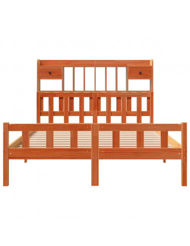 Letto Libreria senza Materasso Marrone Cera 160x200 cm in Pino