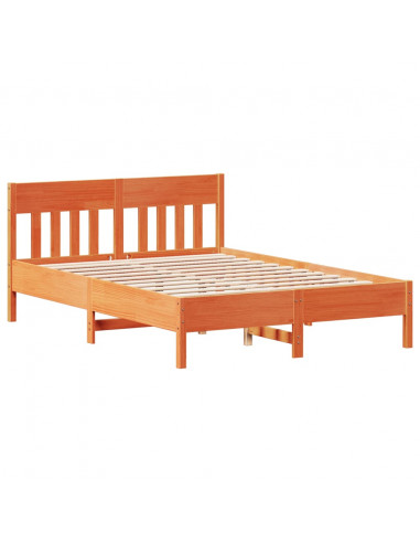 Letto Libreria senza Materasso Marrone Cera 160x200 cm in Pino