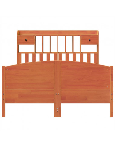 Letto Libreria senza Materasso Marrone Cera 160x200 cm in Pino