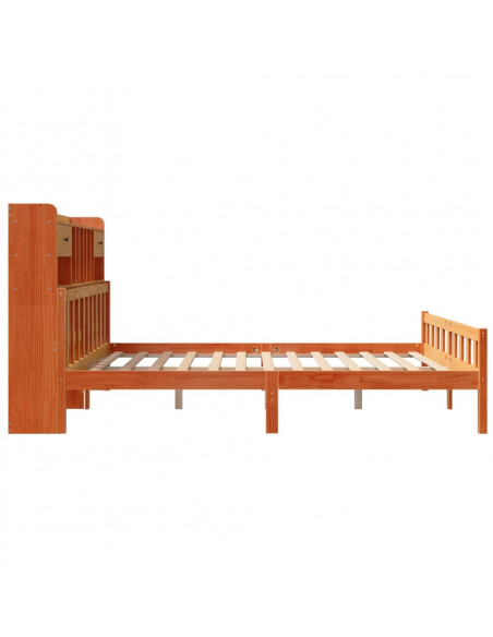 Letto Libreria senza Materasso Marrone Cera 180x200 cm in Pino