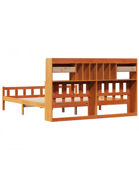 Letto Libreria senza Materasso Marrone Cera 180x200 cm in Pino