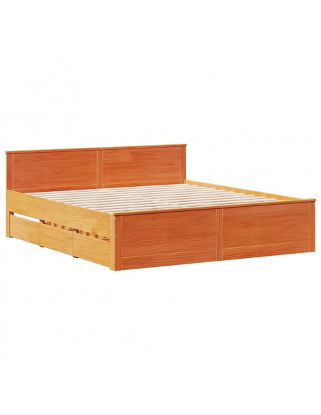 Letto Libreria senza Materasso Marrone Cera 180x200 cm in Pino