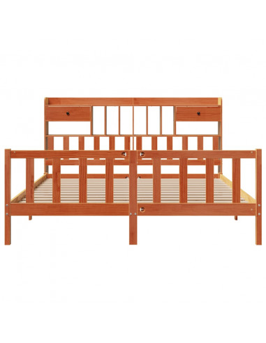 Letto Libreria senza Materasso Marrone Cera 180x200 cm in Pino