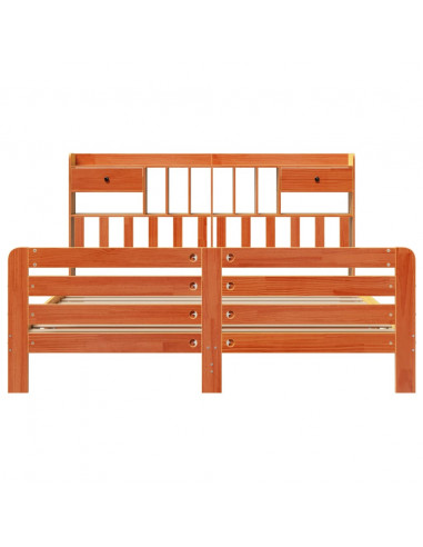 Letto Libreria senza Materasso Marrone Cera 180x200 cm in Pino
