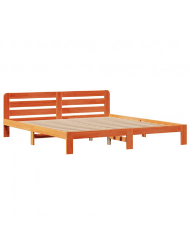 Letto Libreria senza Materasso Marrone Cera 180x200 cm in Pino