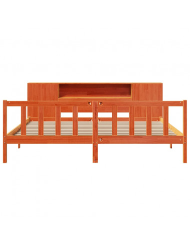 Letto Libreria senza Materasso Marrone Cera 180x200 cm in Pino