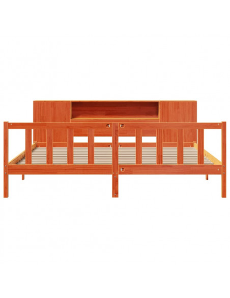 Letto Libreria senza Materasso Marrone Cera 180x200 cm in Pino