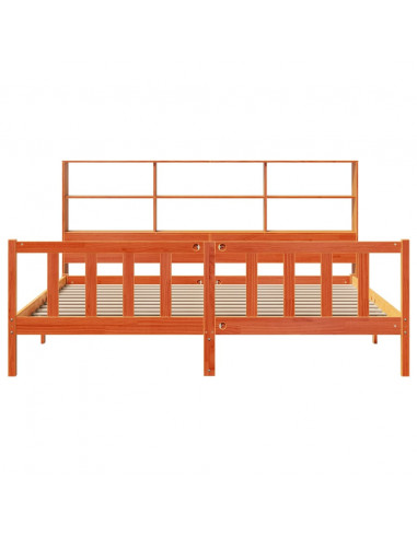 Letto Libreria senza Materasso Marrone Cera 180x200 cm in Pino