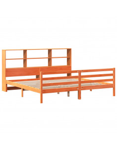 Letto Libreria senza Materasso Marrone Cera 180x200 cm Legno 2