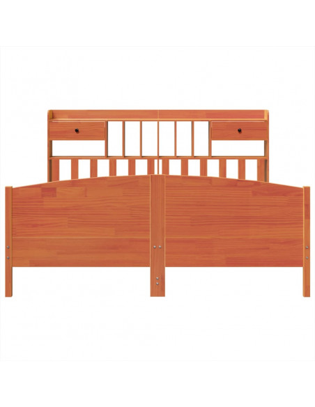 Letto Libreria senza Materasso Marrone Cera 200x200 cm in Pino