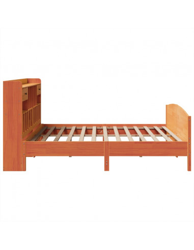 Letto Libreria senza Materasso Marrone Cera 200x200 cm in Pino