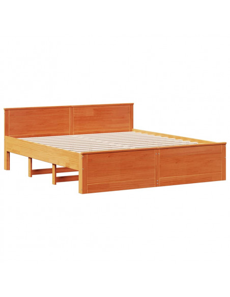 Letto Libreria senza Materasso Marrone Cera 200x200 cm in Pino