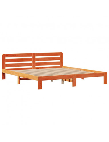 Letto Libreria senza Materasso Marrone Cera 200x200 cm in Pino