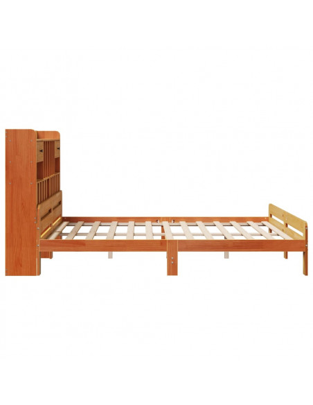 Letto Libreria senza Materasso Marrone Cera 200x200 cm in Pino