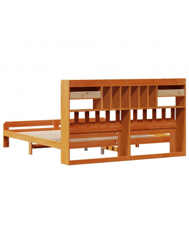 Letto Libreria senza Materasso Marrone Cera 200x200 cm in Pino