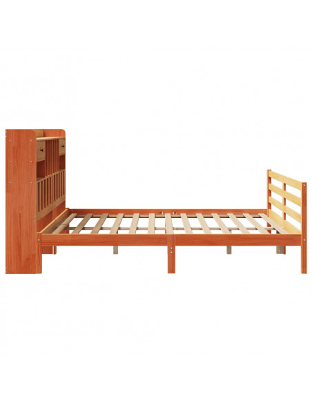 Letto Libreria senza Materasso Marrone Cera 200x200 cm in Pino