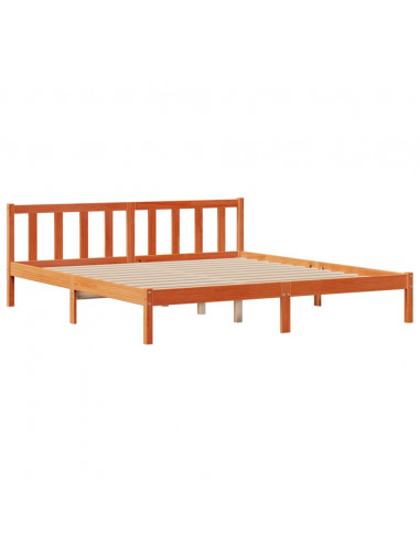 Letto Libreria senza Materasso Marrone Cera 200x200 cm in Pino