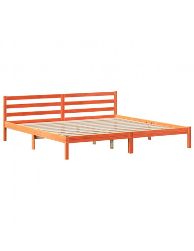 Letto Libreria senza Materasso Marrone Cera 200x200 cm in Pino