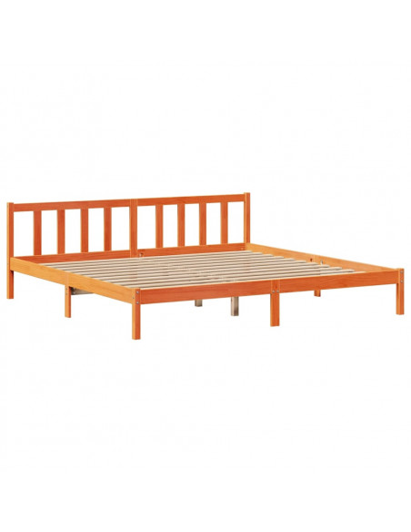 Letto Libreria senza Materasso Marrone Cera 200x200 cm in Pino