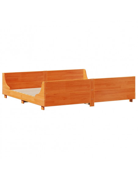 Letto Libreria senza Materasso Marrone Cera 200x200 cm Legno