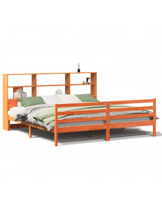 Letto Libreria senza Materasso Marrone Cera 200x200 cm Legno