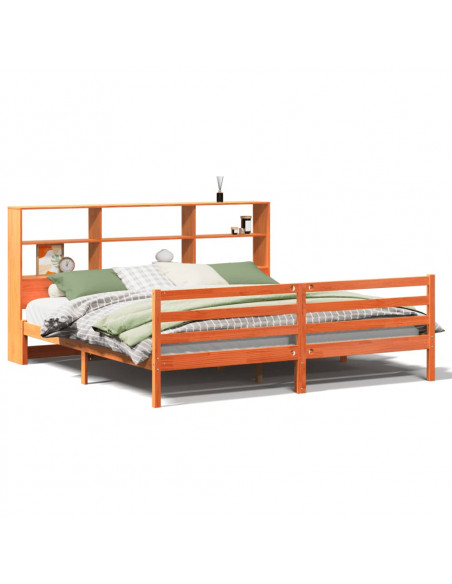 Letto Libreria senza Materasso Marrone Cera 200x200 cm Legno