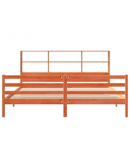 Letto Libreria senza Materasso Marrone Cera 200x200 cm Legno