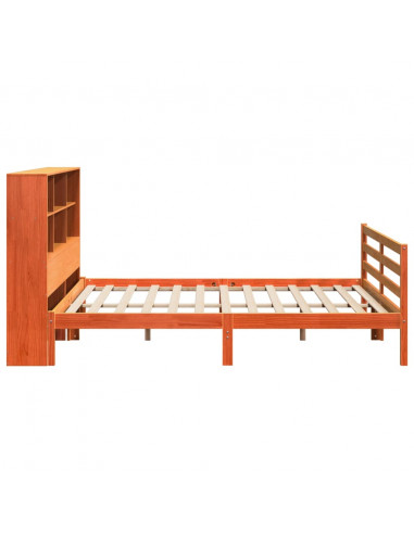Letto Libreria senza Materasso Marrone Cera 200x200 cm Legno