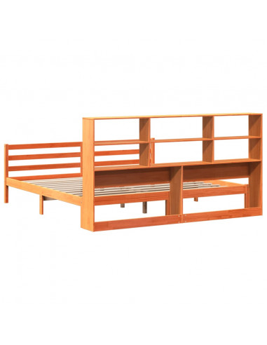 Letto Libreria senza Materasso Marrone Cera 200x200 cm Legno