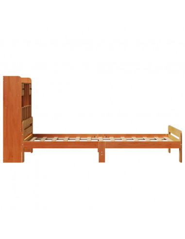 Letto Libreria senza Materasso Marrone Cera 75x190 cm in Pino