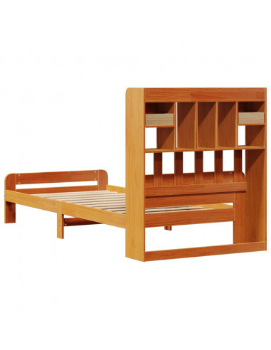 Letto Libreria senza Materasso Marrone Cera 75x190 cm in Pino