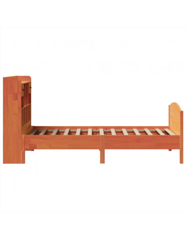 Letto Libreria senza Materasso Marrone Cera 75x190 cm in Pino