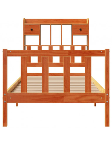Letto Libreria senza Materasso Marrone Cera 75x190 cm in Pino