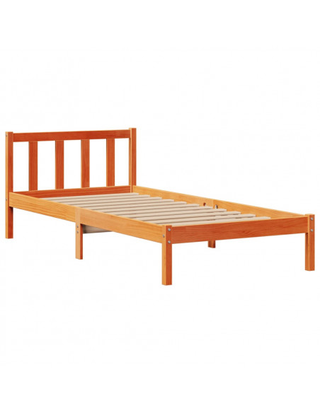 Letto Libreria senza Materasso Marrone Cera 75x190 cm in Pino