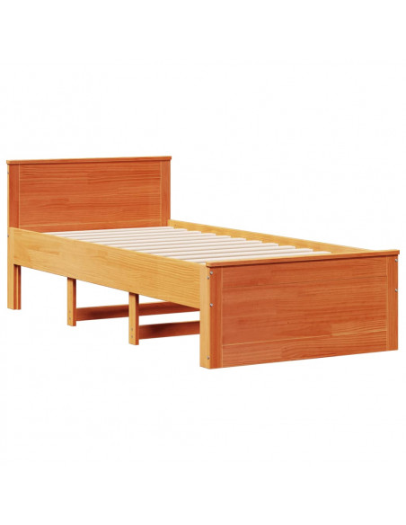 Letto Libreria senza Materasso Marrone Cera 75x190 cm in Pino