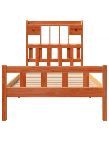 Letto Libreria senza Materasso Marrone Cera 75x190 cm in Pino