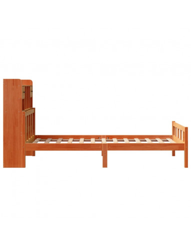 Letto Libreria senza Materasso Marrone Cera 75x190 cm in Pino