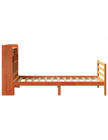 Letto Libreria senza Materasso Marrone Cera 75x190 cm in Pino